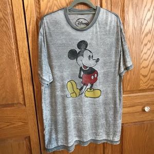 Disney Mickey Mouse Tee Shirt Gray Distressed